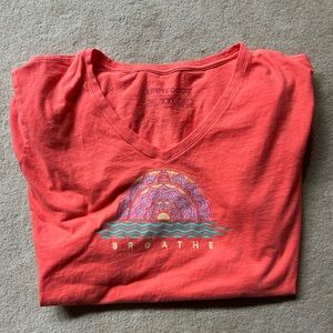 Life Is Good Coral V-Neck Tee